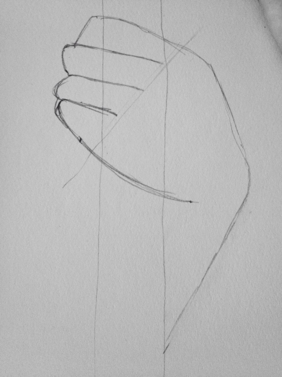 Finish the pinkie finger with a very soft curved knuckle and the finger should join the base of the hand and the finger line (that connects the ends of the fingers)