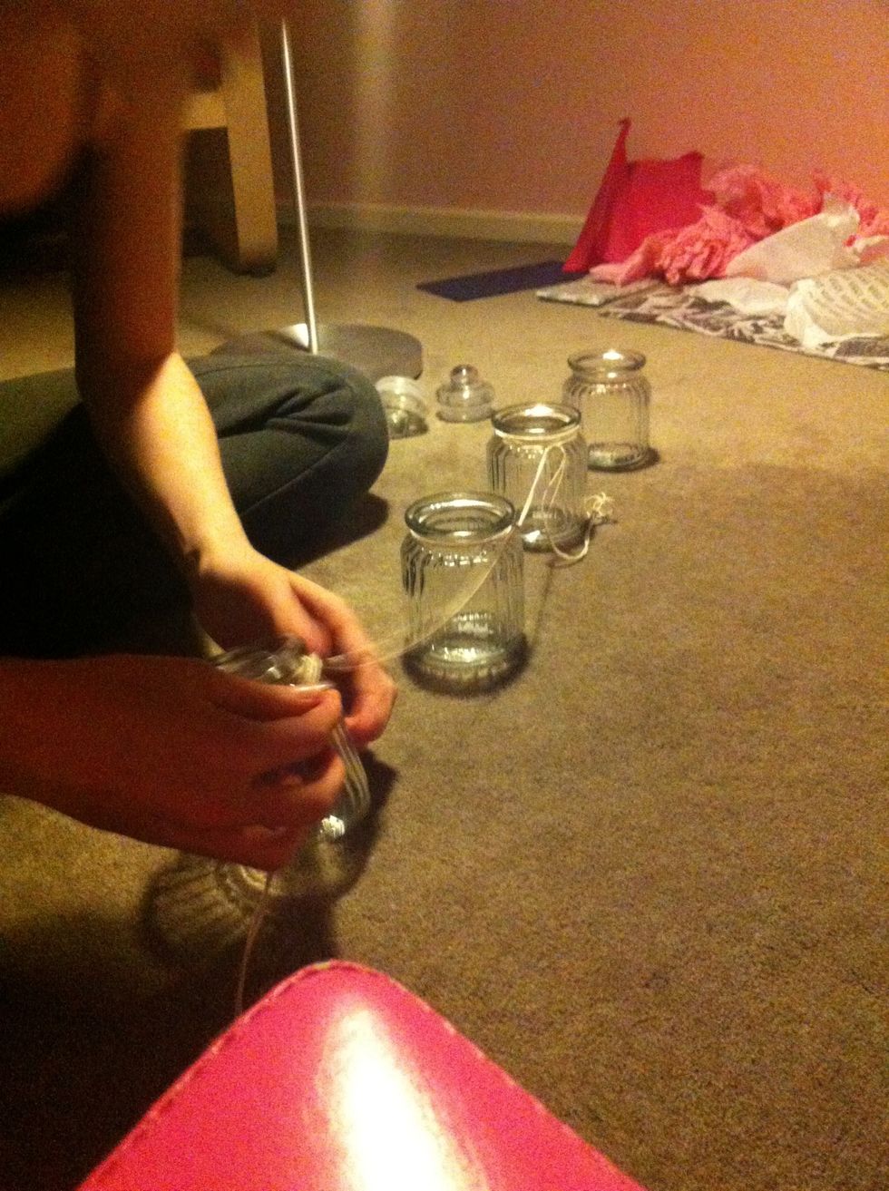 Finish tieing all the jars