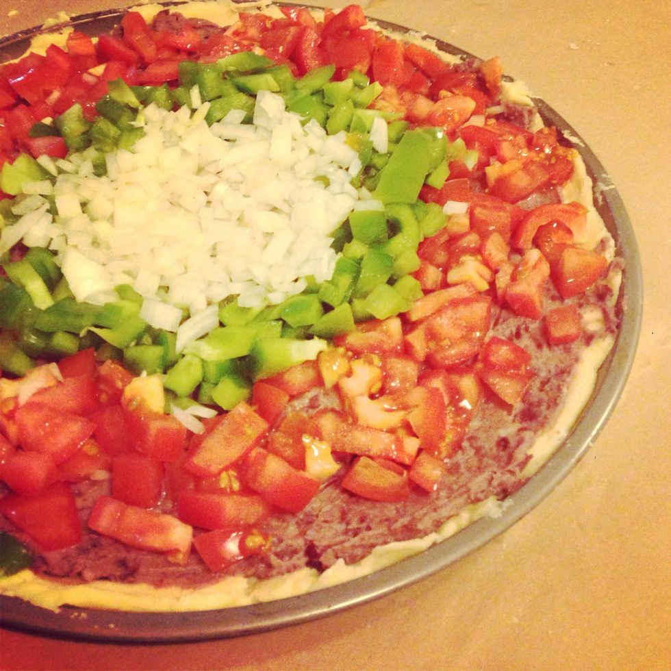 Finish with the diced onion in the middle