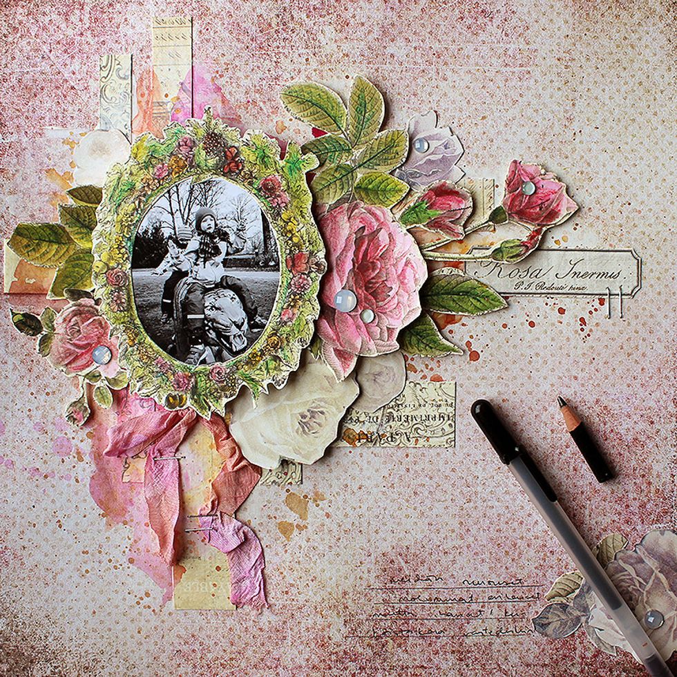 Finish your layout with the journaling \u2013 use a pencil to draw some guide lines for your text. They also work as a design element.