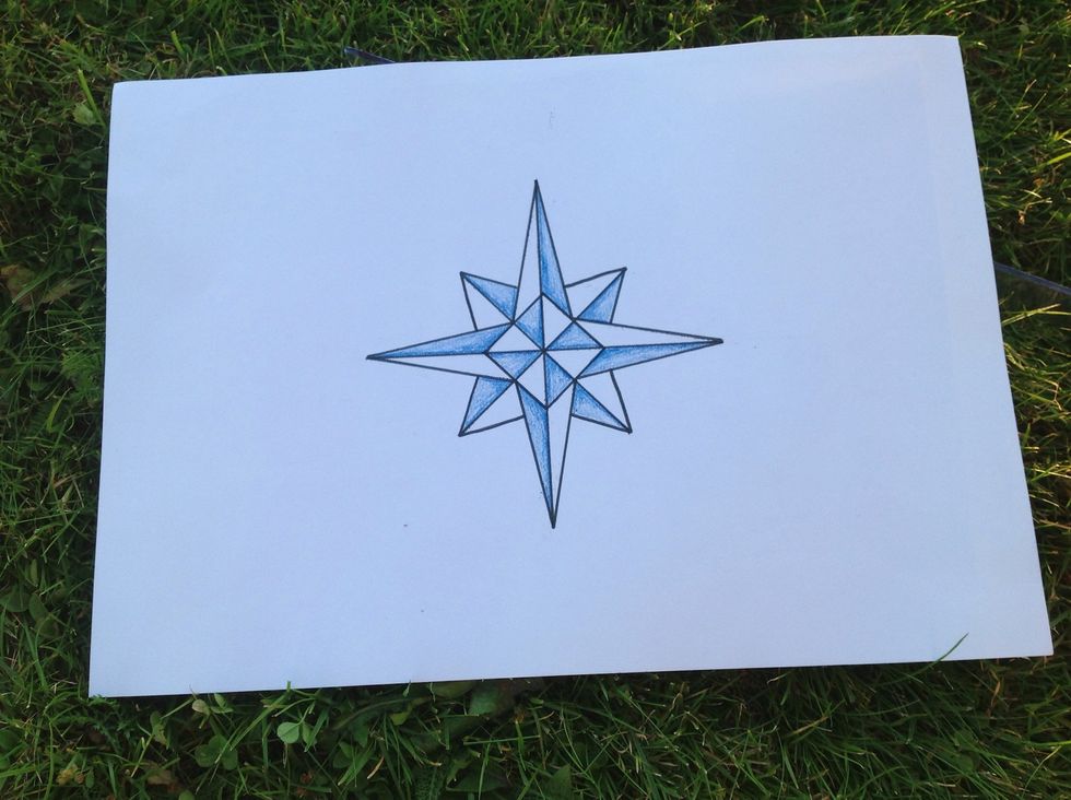 Finished! A beautiful compass rose. Feel free to experiment with colors and length of lines :-)