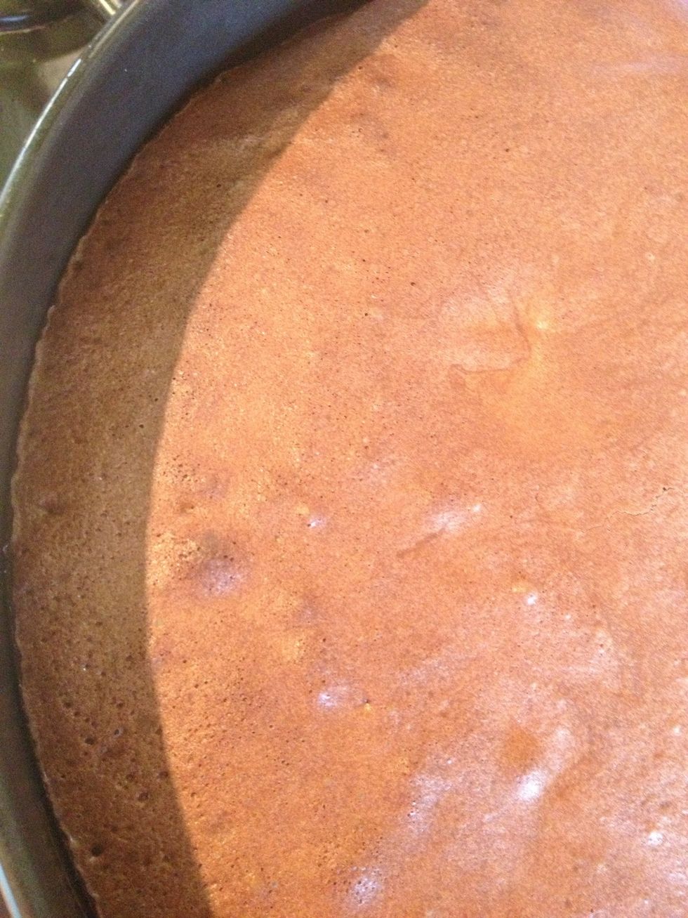 Finished cooking. It will be firm to the touch. Run a rounded knife around the edge and place tin on a cooling rack. Leave to cool completely in the tin.