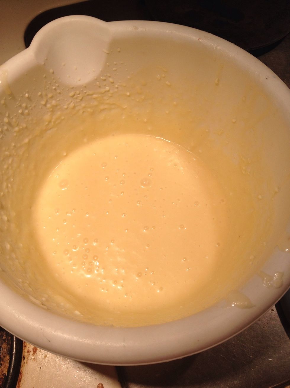 Finished icing. Put in fridge and when the bread is done pour over