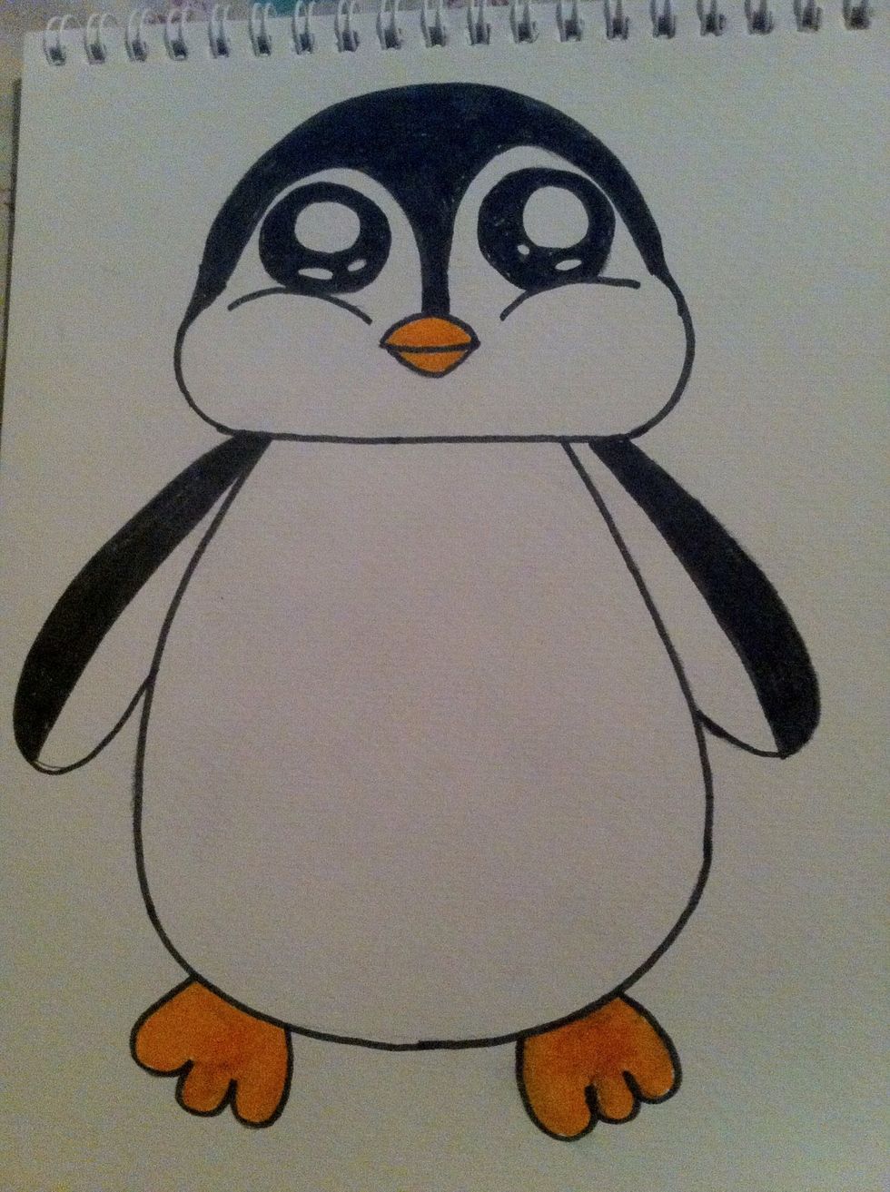 Finished painting feet , mouth , hands and upper part of his head in this way.