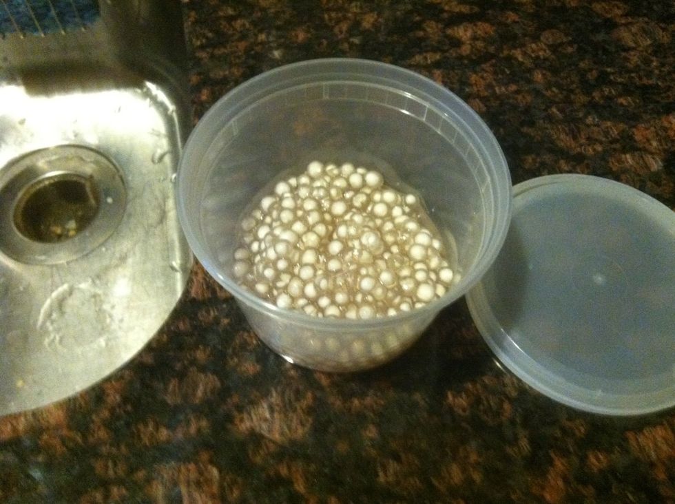 Finished pearls, I like mine a little more firm, so if you want more tender just keep boiling.