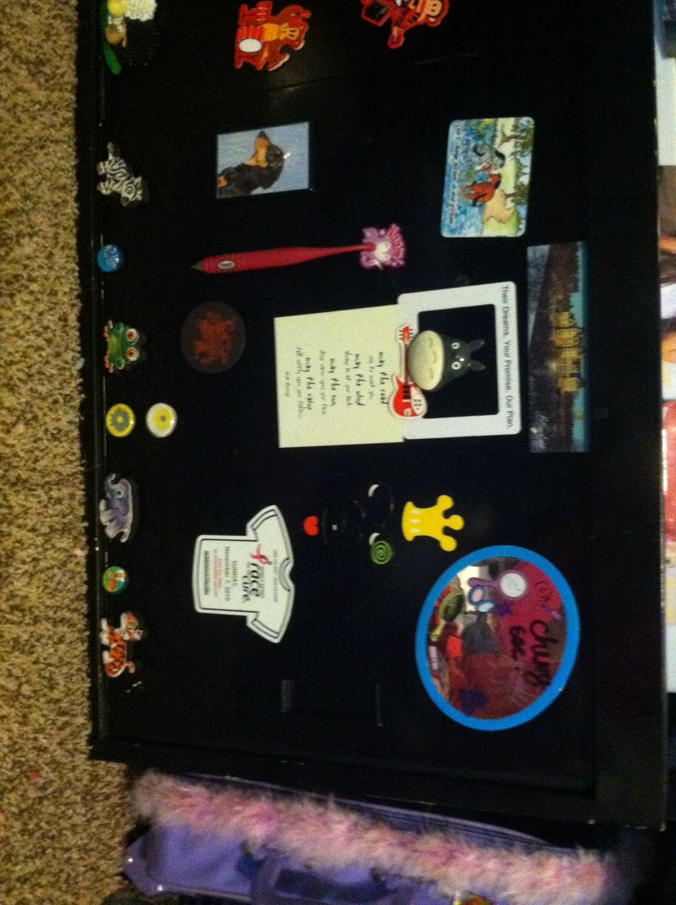 Finished side 1- note: Once you are finished rearrange the magnets for more space and to make it look better and not look like it's too crowded.