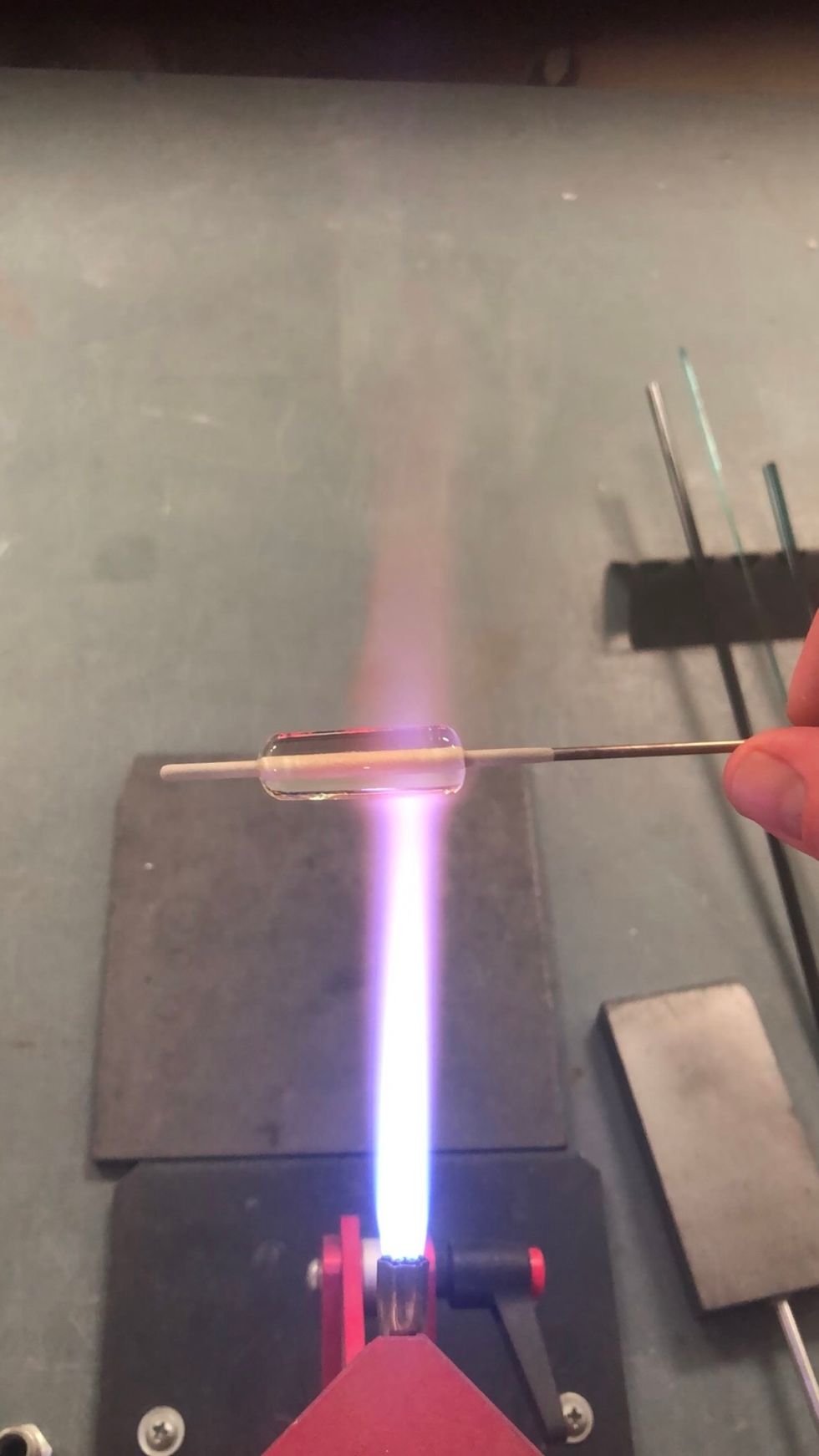 Fire-polish away any chill marks from the marvering.