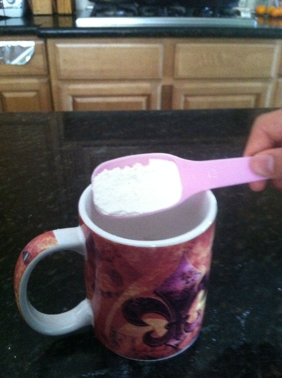 First add the self rising flour.