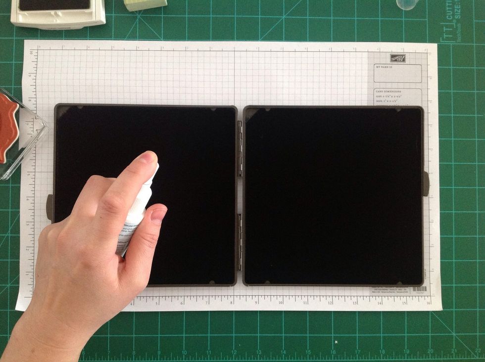 First apply Stampin' Mist to the wet side of the Stampin' Scrub. This is the BEST tool for keeping your stamps clean all the time!