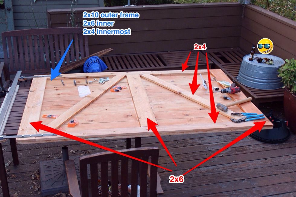 First build the barn door. Use inexpensive pine from Home Depot. The size will vary depending in your door opening. In my case the door was quite large.