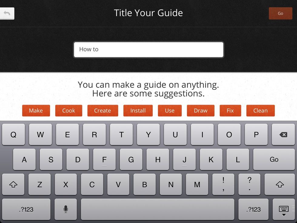 First click "create guide." Then type in the name of your guide.
