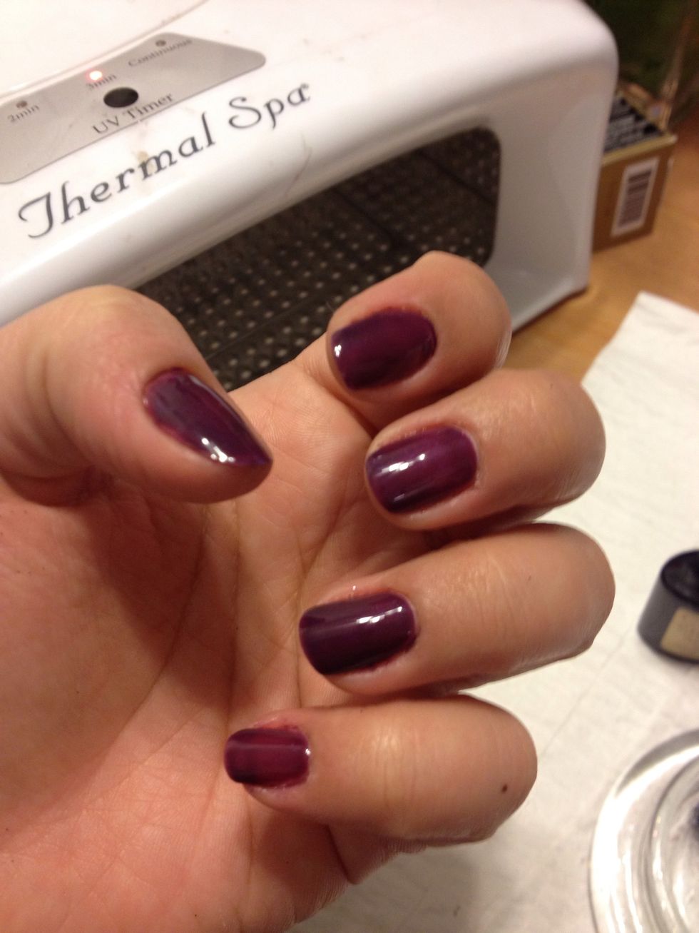 First coat and goes under UV light for 2 minutes