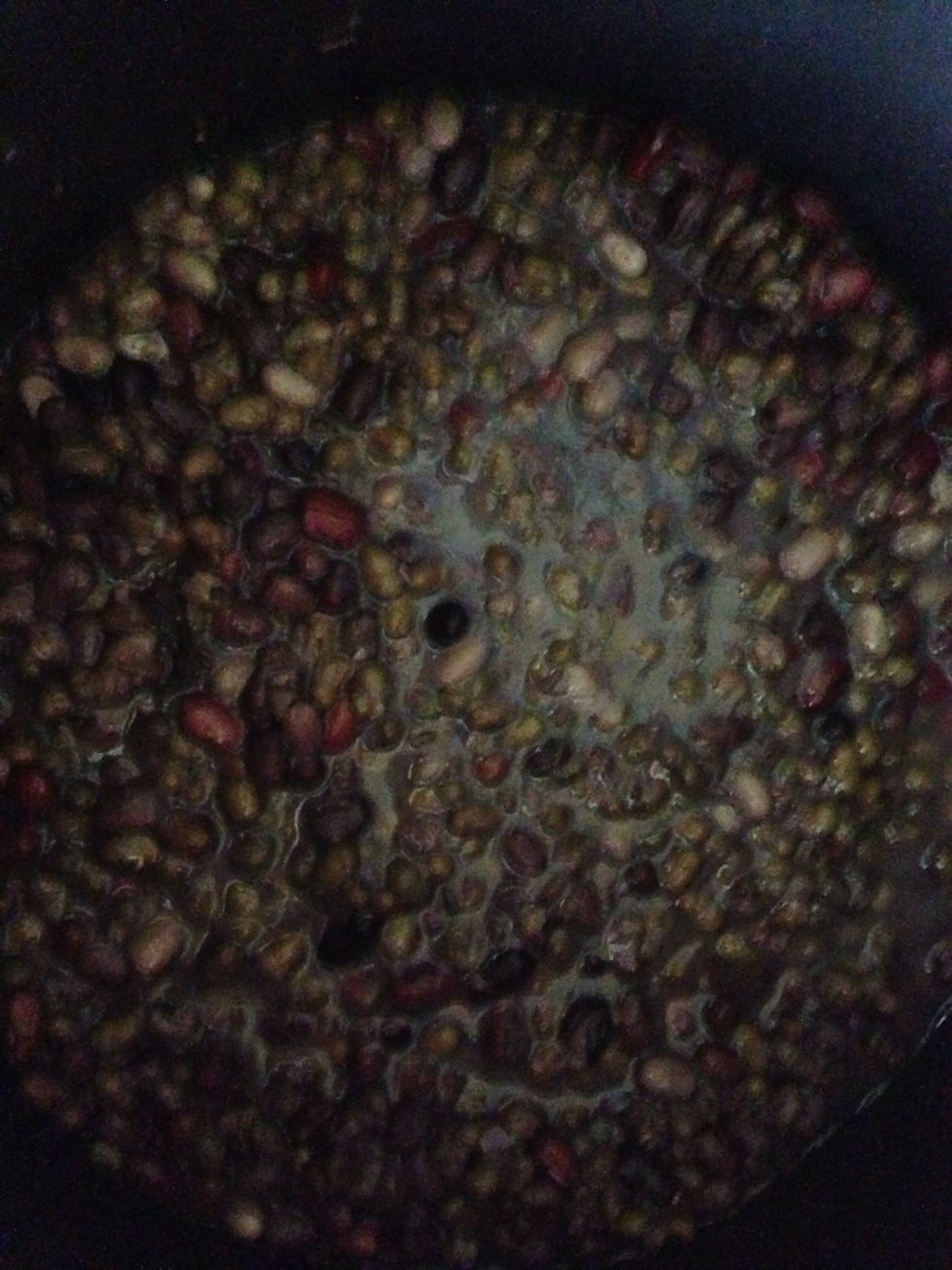First cook your beans - in my case i've mixed residues of azumi, black and mung beans