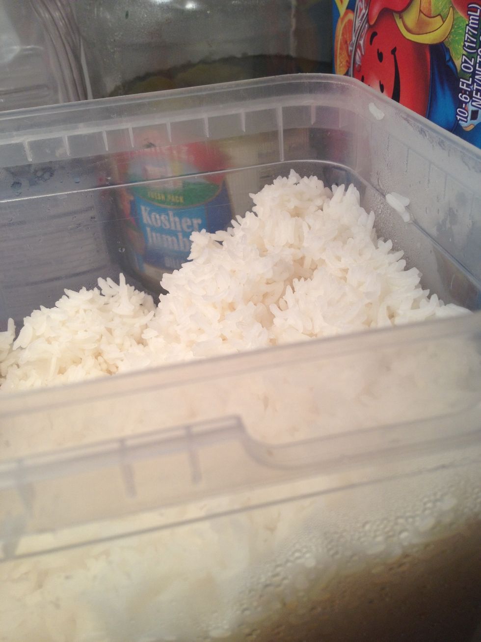 First cook your jasmine rice, put it in the fridge to cool. Or you can always use left over if you made plain rice the day before but make sure it's jasmine, it works best (for me a least)