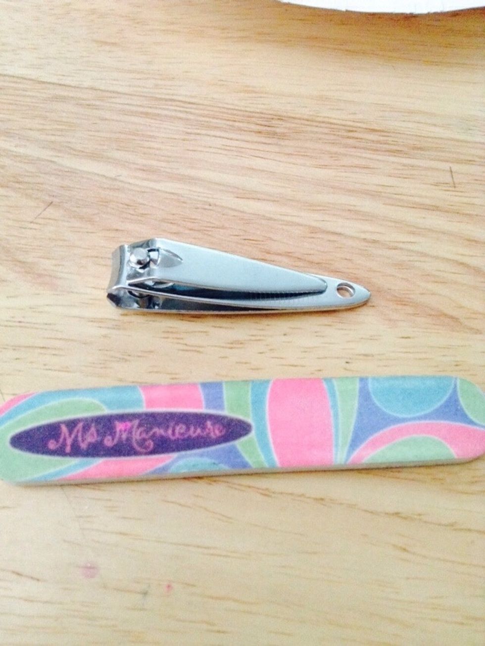 First, cut and prepare your nails if needed