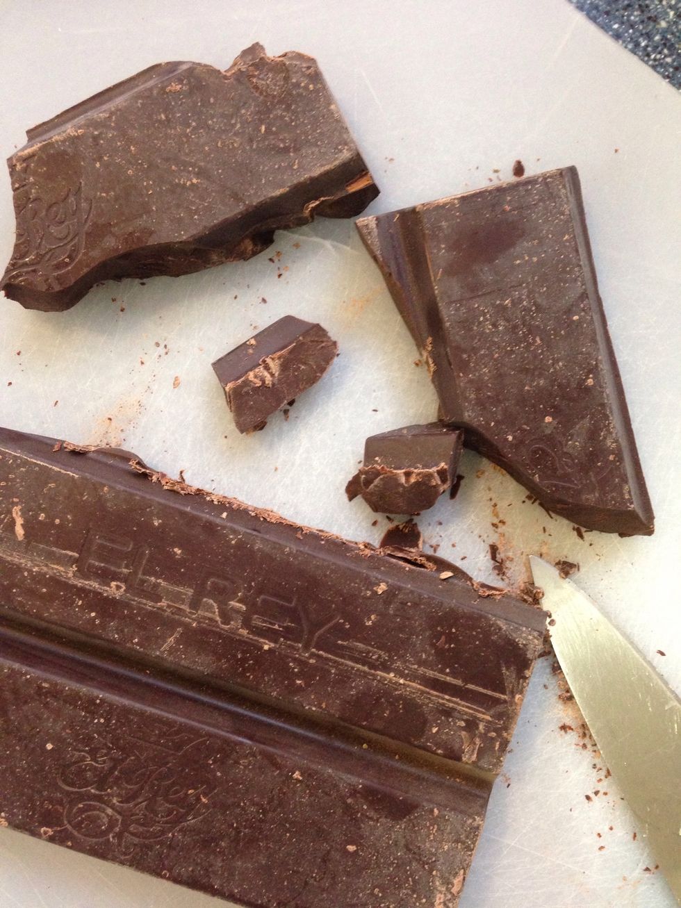 First cut your dark chocolate into pieces
