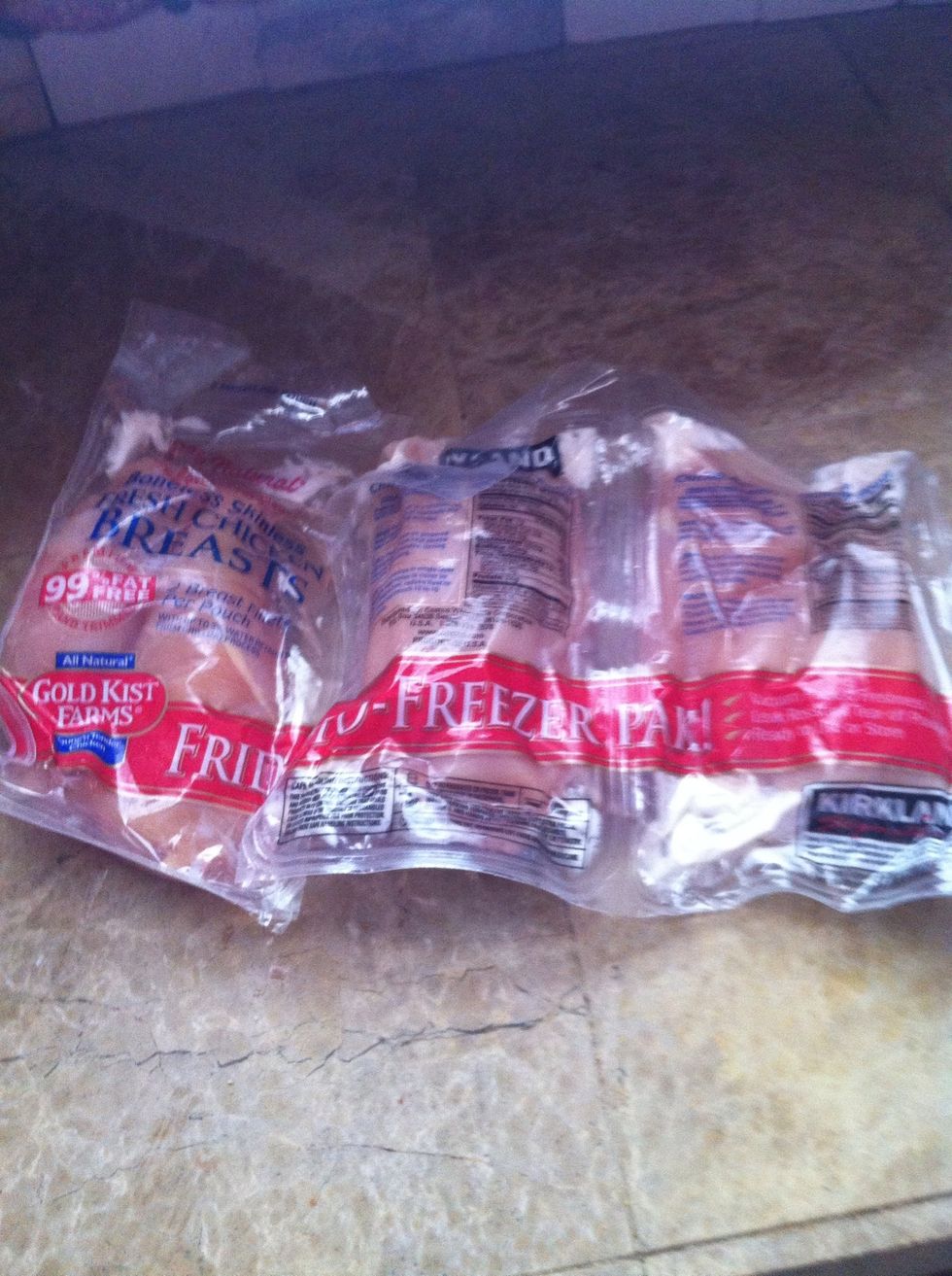 First defrost your chicken breast....