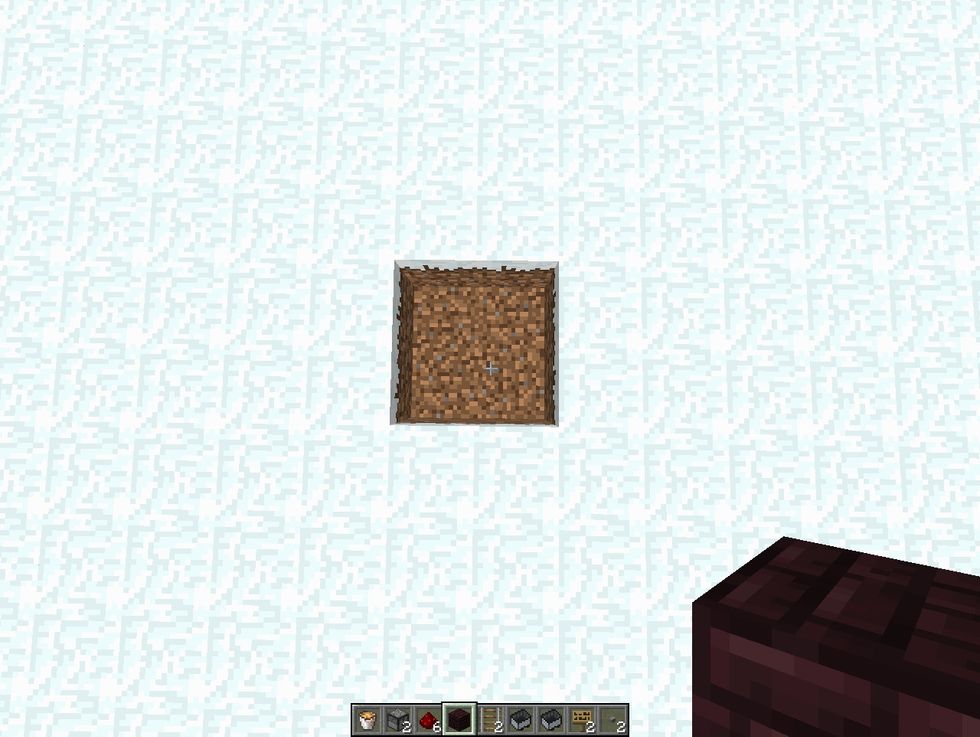 first, dig down 2 x 2 and 1 block deep space