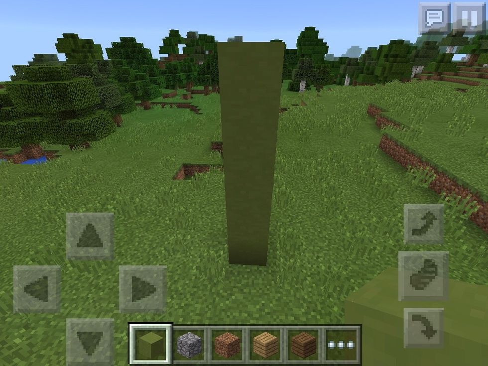 First do a 6 block high stem with the green clay