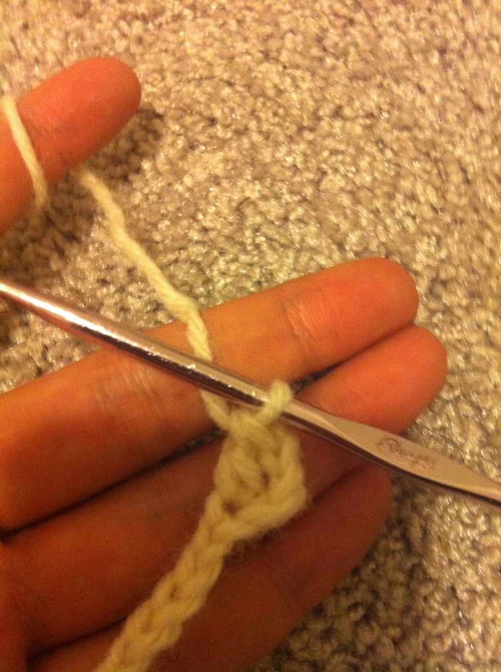 first double crochet made. make 5 more double crochets in the next 5 chains.