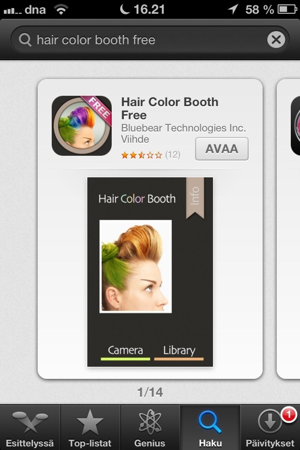 First download an app, called Hair Colour Booth.