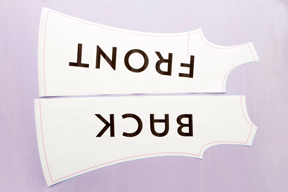 First, download and print out the dress pattern. Head to a copy center to print it lifesize (it usually costs $10-$15), or print and tile it together at home.