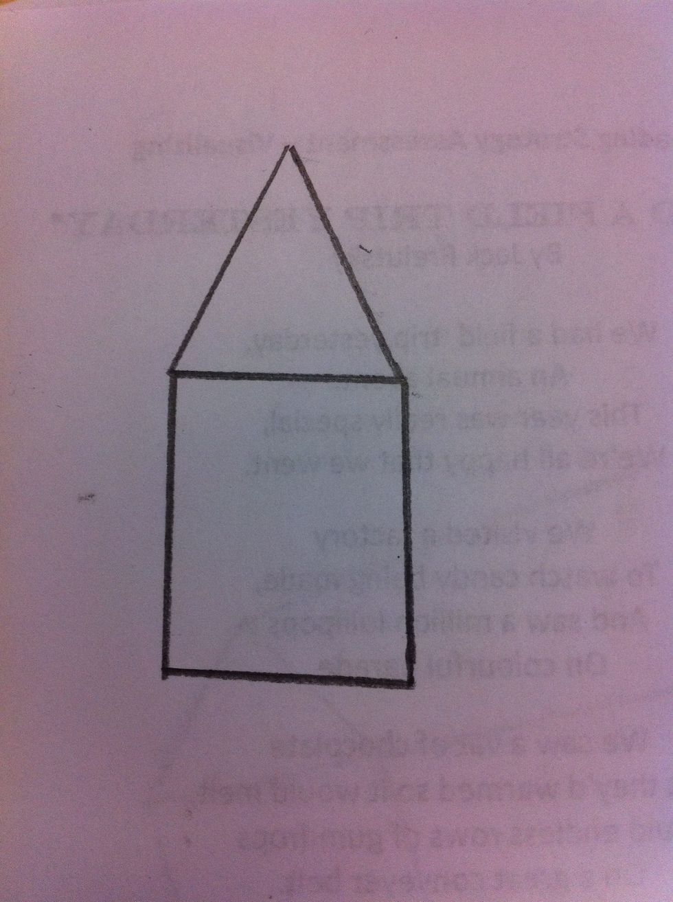 First draw a 2d house on a peice of paper. Make sure the triangle's side's are  equal.