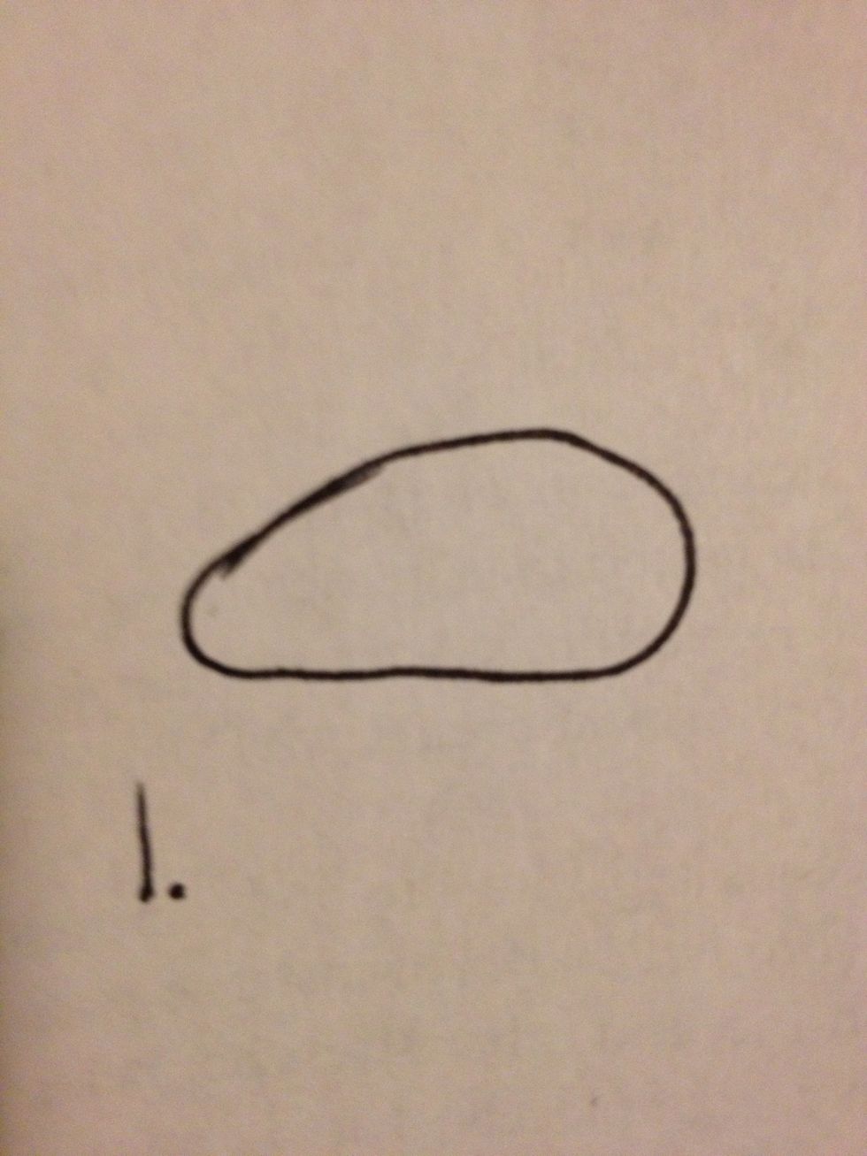 First, draw a loaf of bread. Or, draw a medium sized rock. Or a zoomed view of a pebble.