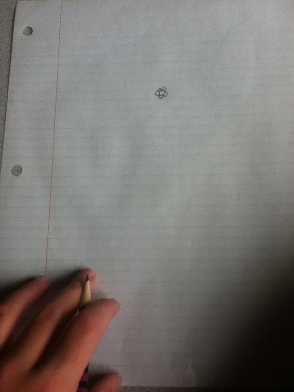 First, draw a small daisy-like flower near the top of the page! \ud83c\udf38