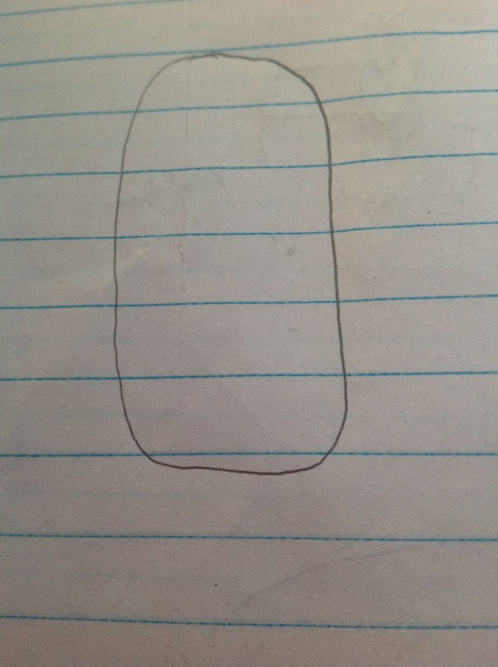 First, draw an oval looking shape with a wide base