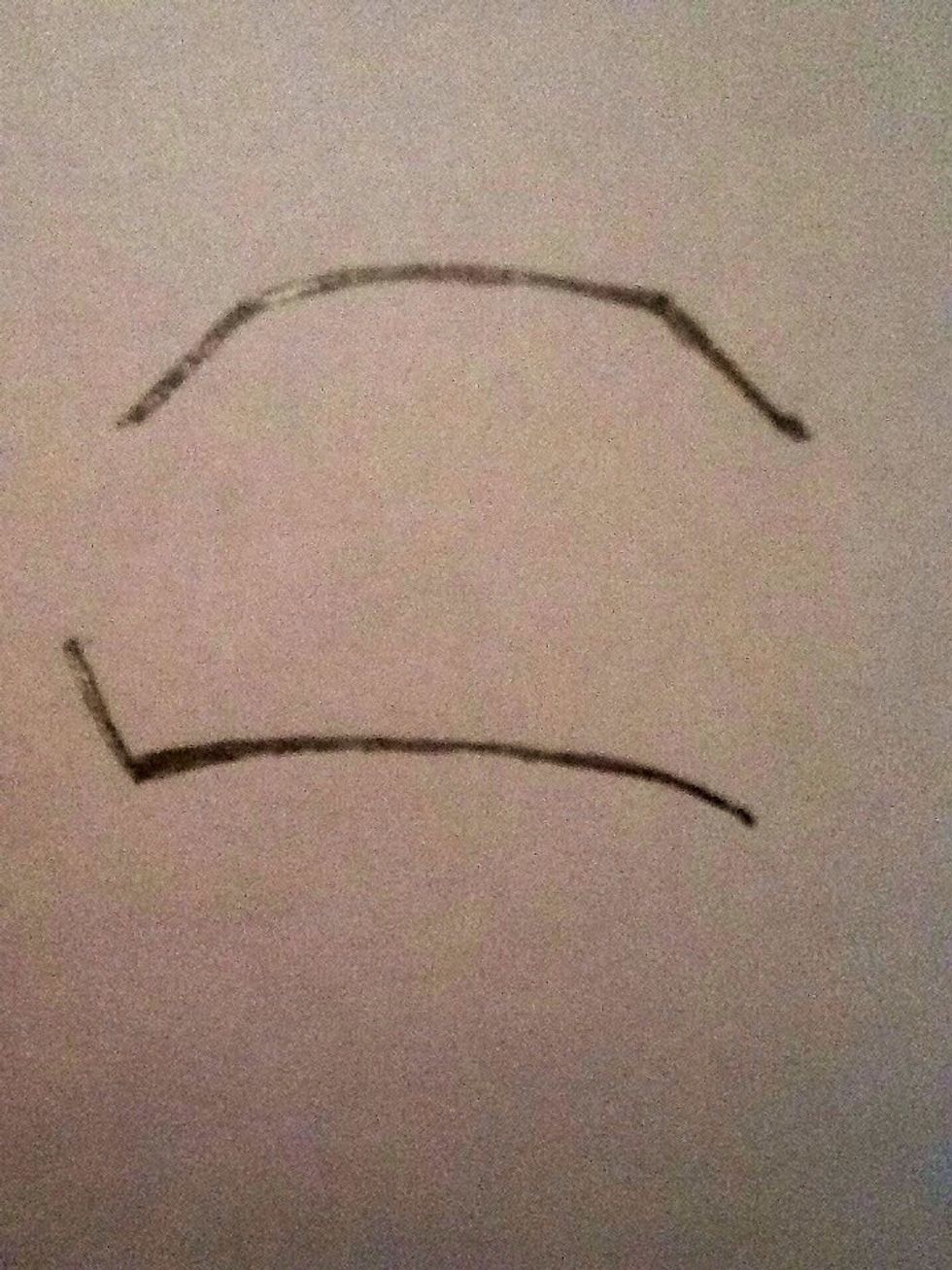 First draw the eye lid and the under lid shown in the picture this will help you ALOT