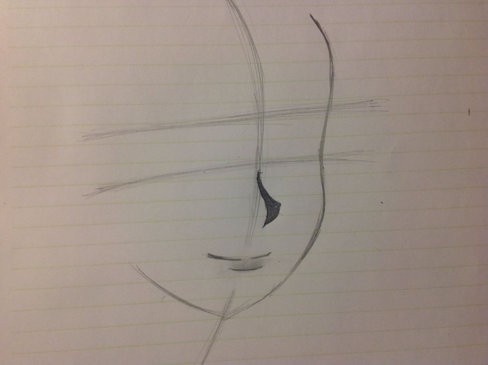 First, draw the guidelines. Draw the top and bottom like how big you want your eyes to be.