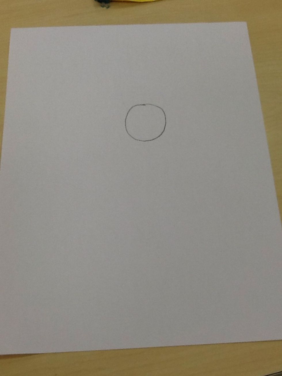 First,draw the head somewhere in the middle of the paper with your pencil.Try to make it circle shaped.