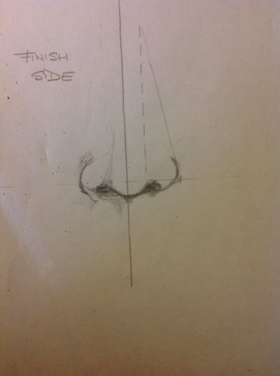 First, draw the nostril. Is truly important, it helps making the shape of the nose