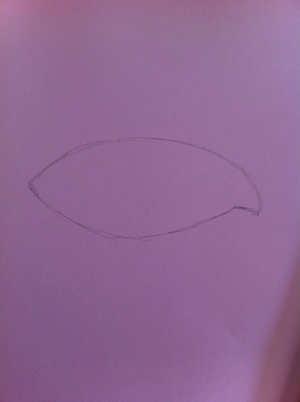 First draw your shape. It's basically an oval with a extra little bit on the end
