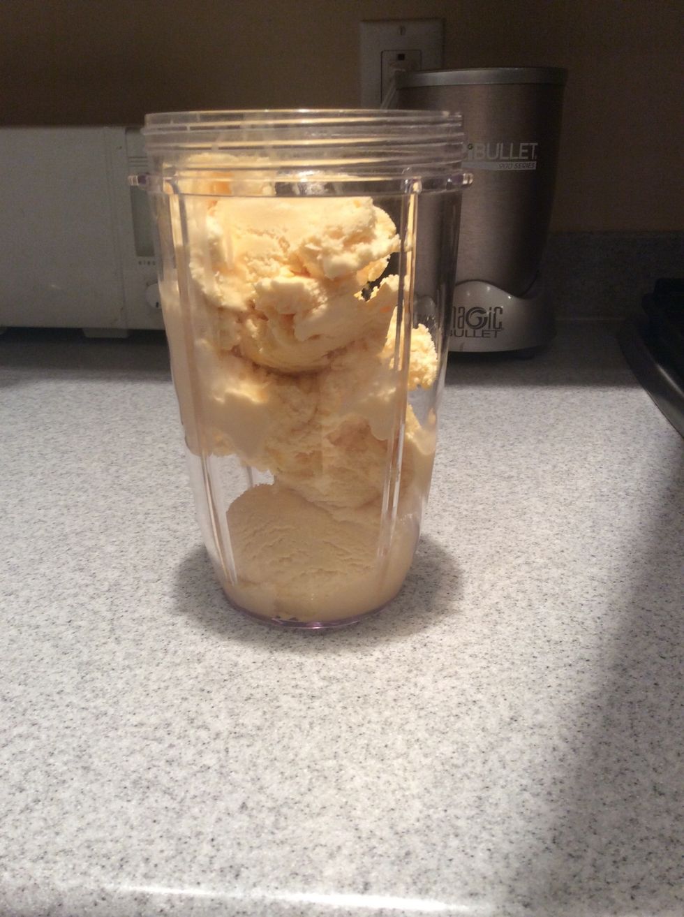 First fill your blender to all most full of ice cream but do not compact the ice cream
