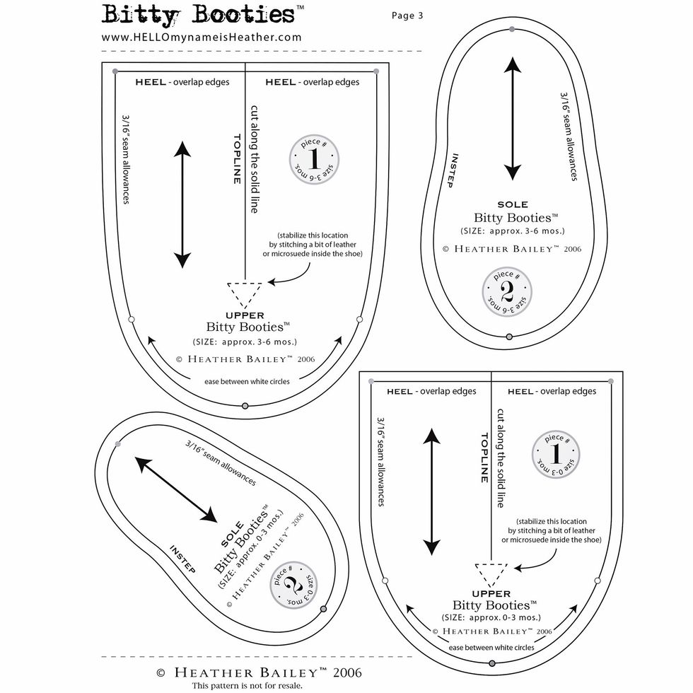 First find a free baby bootie pattern online. I use Heather Bailey's Bitty Booties pattern. Download it from http://www.heatherbaileydesign.com/BittyBooties.pdf.