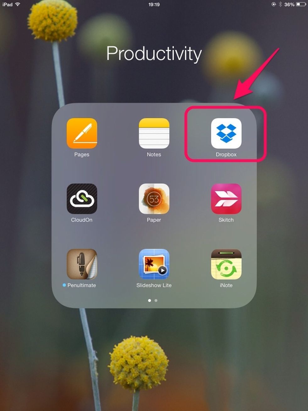 First find and open your Dropbox App.