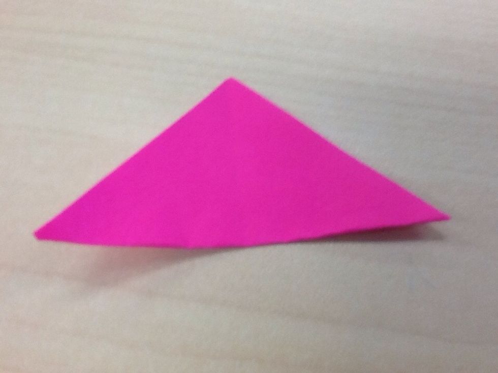 First,fold one paper in half,creating a triangle.