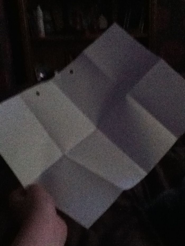 First, fold the A4 piece of paper card ways and carry on folding until you have 8 equal halves like the picture.