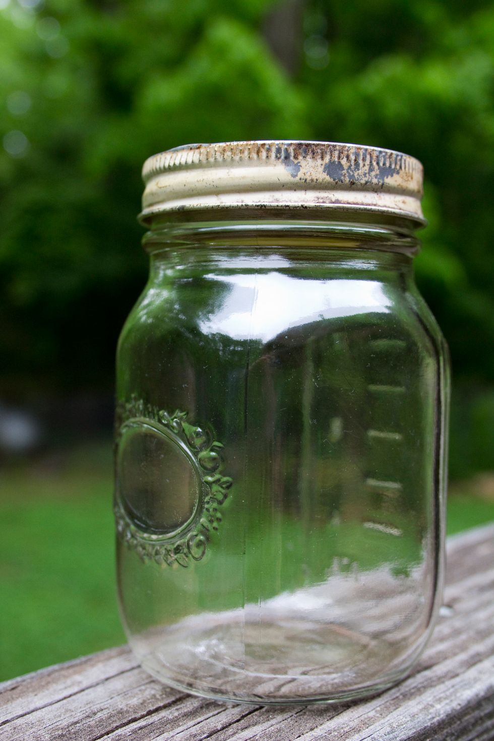 First, get a jar but make sure it is clean. Make sure you take the lid off.