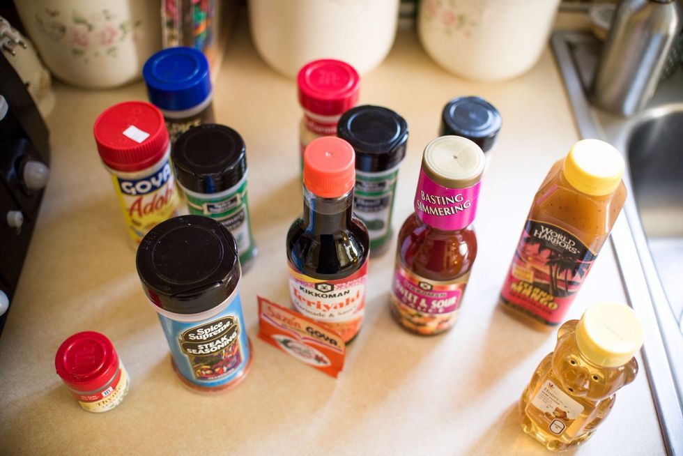First, get all your ingredients together. The most important part of these wings are the sauces. I sometimes mix the other portions depending on what I have in the spice cabinet.