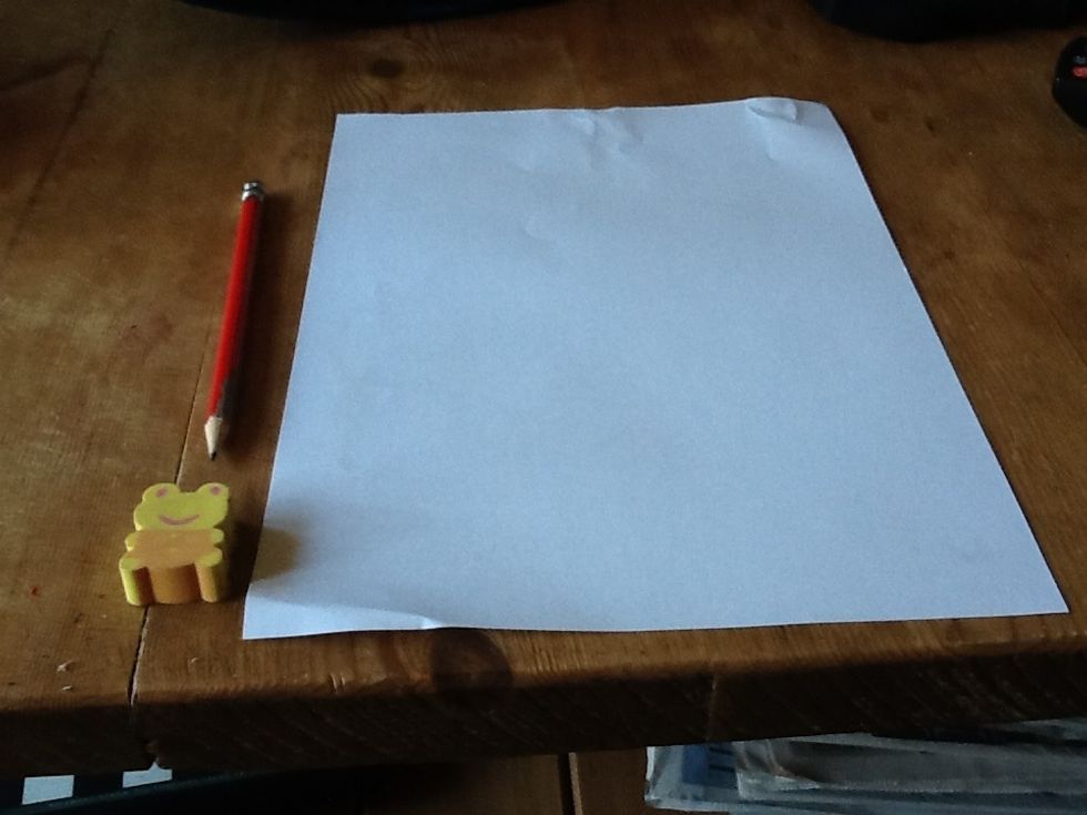 First get everything ready. You will need a pencil, coloured pencils, a4 paper, a rubber and possibly a sharpener. It is best to start in a light room where you can concentrate.