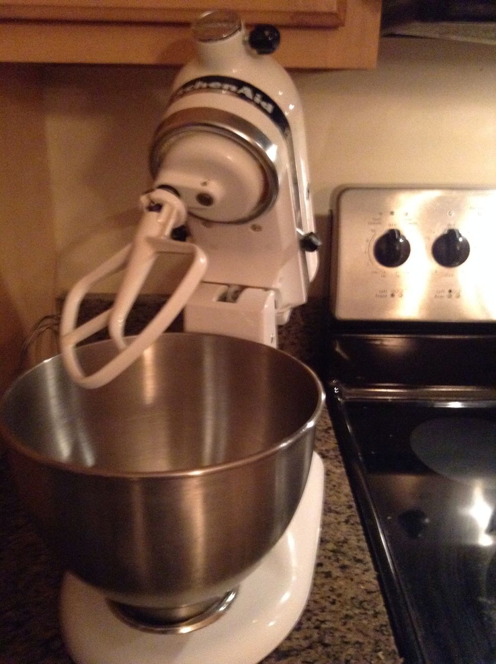 First get out a mixing bowl and beater(s)