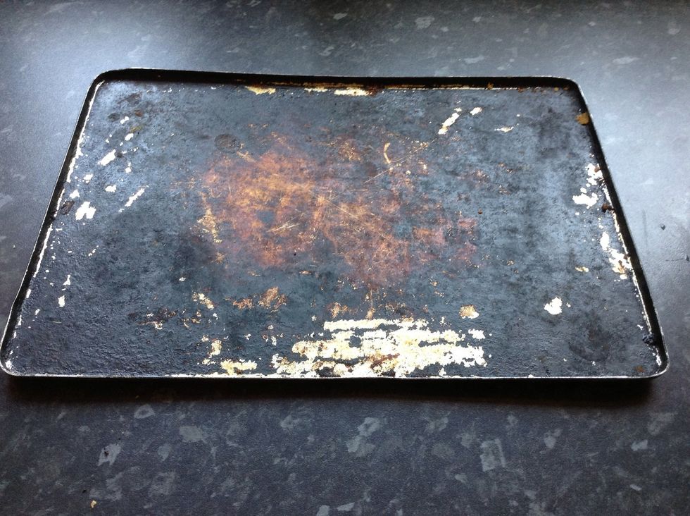 First, get your tray (as you can see, my tray is VERY well used)!