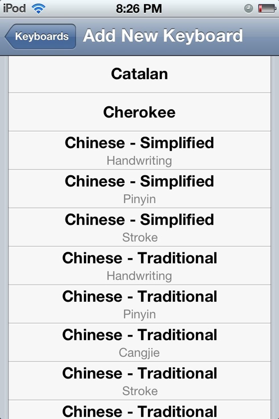 First go to general,keyboard,international keyboards,now choose the Chinese traditional handwriting,or Chinese simplified handwriting