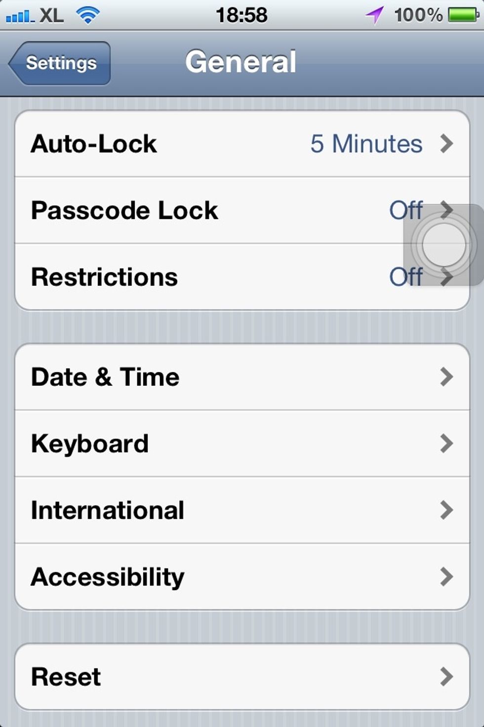 First.Go to settings-general-scroll to the bottom,you'll see "Accessibility"...Tab It
