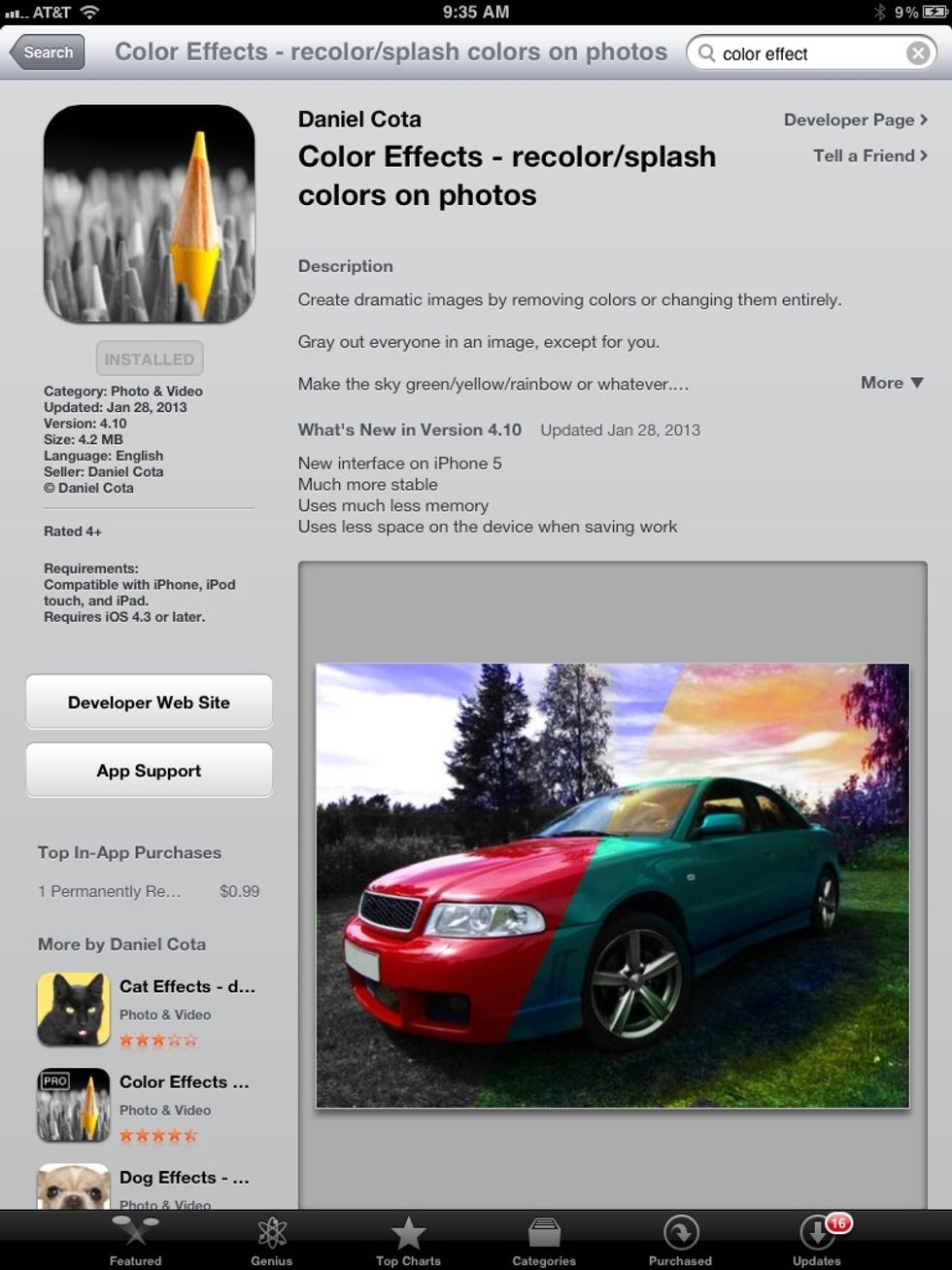 First go to the app store and get Color Effects.Its free!Yay!
