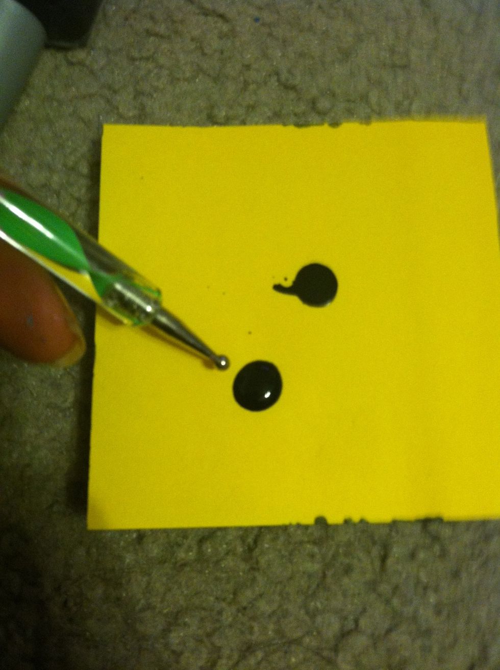 First grab a scrap sheet of paper and pour about this much\u2b06. (get your dotting tool ready)