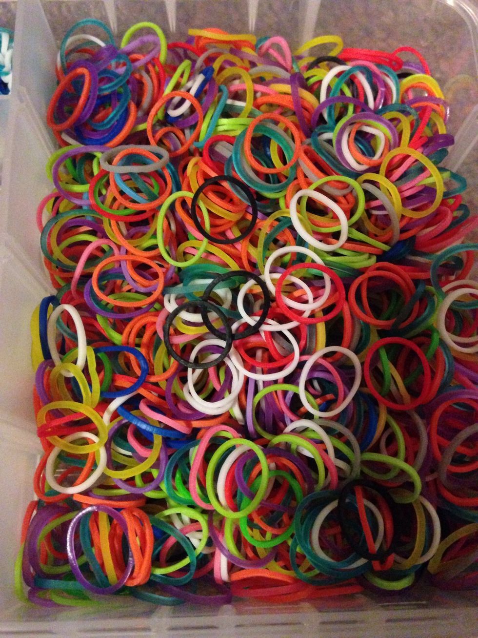 First grab the colors you would like in your bracelet. You can pick as many colors as you want :)